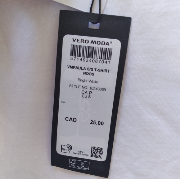 Vero Moda white t-shirt, small, New with tag - Picture 9 of 14
